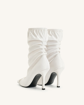 Bottines en cuir avec détails à panneaux Joanne - Blanc