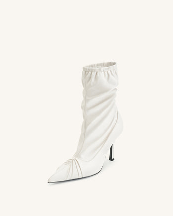 Bottines en cuir avec détails à panneaux Joanne - Blanc