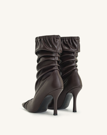 Bottines en cuir avec détails à panneaux Joanne - Bordeaux