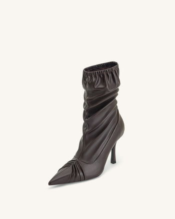 Bottines en cuir avec détails à panneaux Joanne - Bordeaux