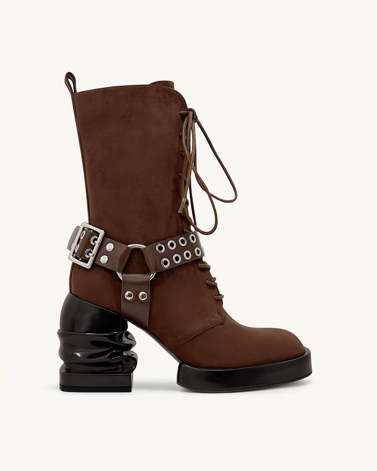 Bottines à plateforme à bout rond Saylor avec boucle - Marron