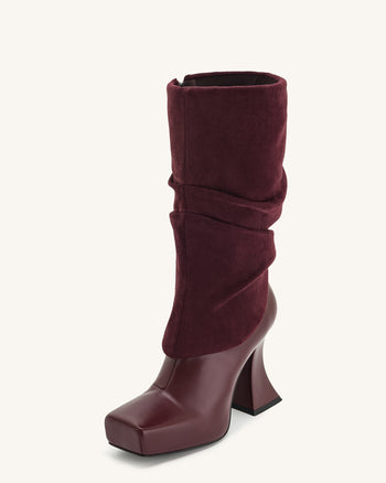 Bottes à plateforme en maille à bout carré Reyna - Rouge carmin