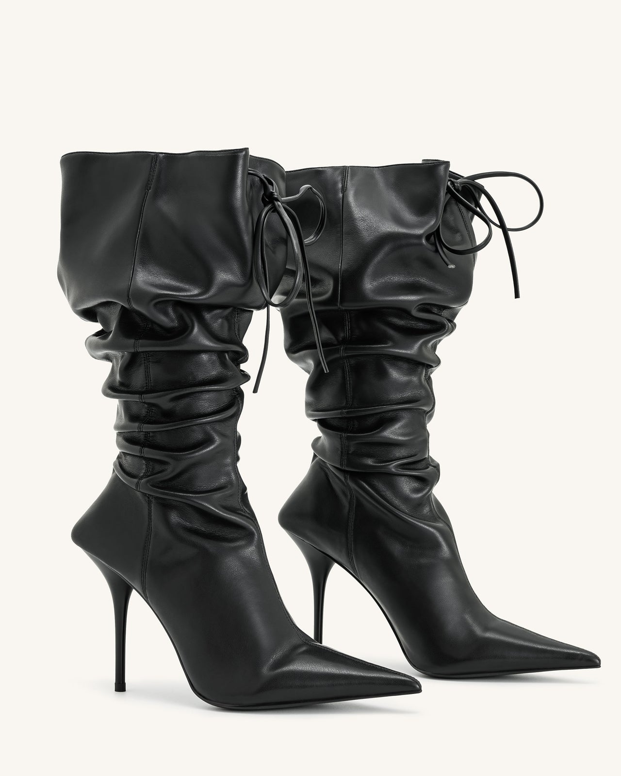 Bottes à talons hauts en cuir Olivia - Noir