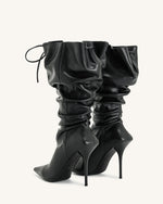 Bottes à talons hauts en cuir Olivia - Noir