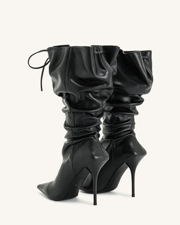 Bottes à talons hauts en cuir Olivia - Noir