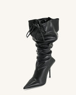Bottes à talons hauts en cuir Olivia - Noir