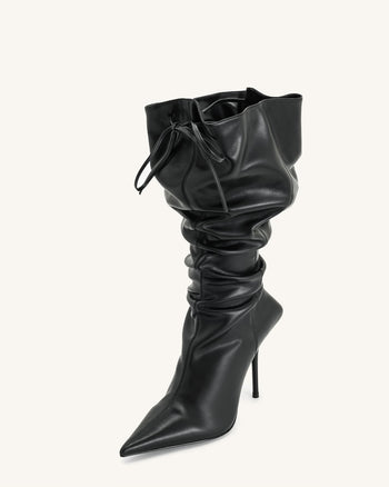 Bottes à talons hauts en cuir Olivia - Noir