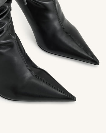 Bottes à talons hauts en cuir Olivia - Noir