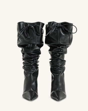Bottes à talons hauts en cuir Olivia - Noir