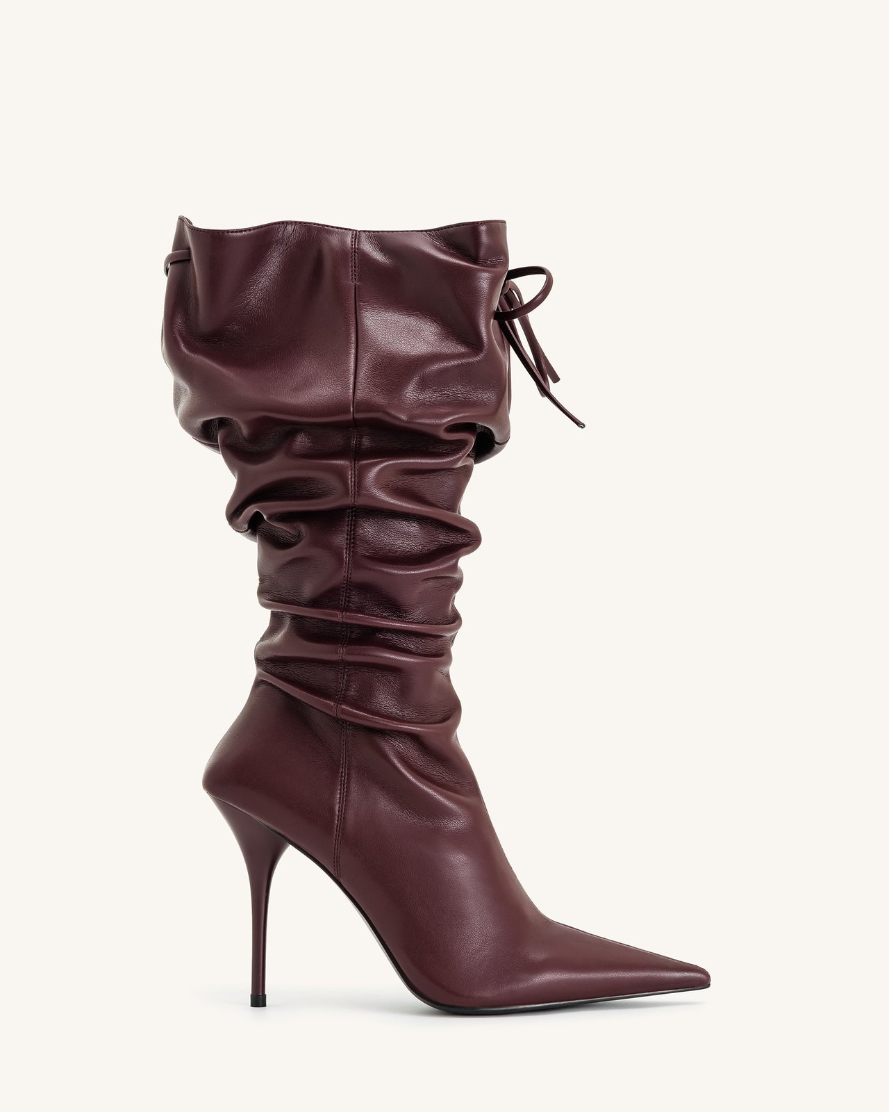 Bottes à talons hauts en cuir Olivia - Bordeaux