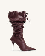 Bottes à talons hauts en cuir Olivia - Bordeaux