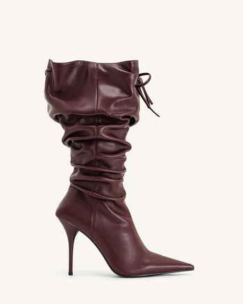 Bottes à talons hauts en cuir Olivia - Bordeaux