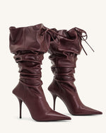 Bottes à talons hauts en cuir Olivia - Bordeaux