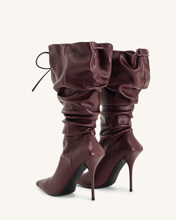 Bottes à talons hauts en cuir Olivia - Bordeaux