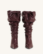 Bottes à talons hauts en cuir Olivia - Bordeaux