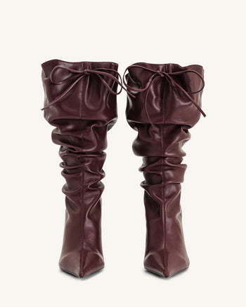 Bottes à talons hauts en cuir Olivia - Bordeaux
