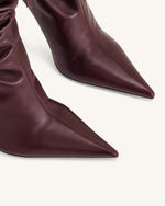 Bottes à talons hauts en cuir Olivia - Bordeaux