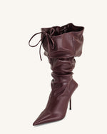 Bottes à talons hauts en cuir Olivia - Bordeaux