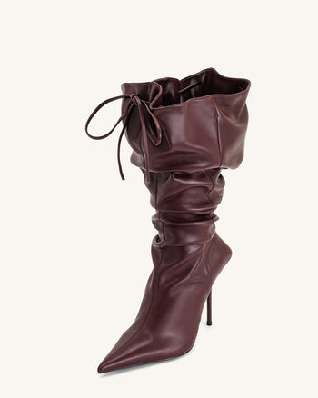 Bottes à talons hauts en cuir Olivia - Bordeaux