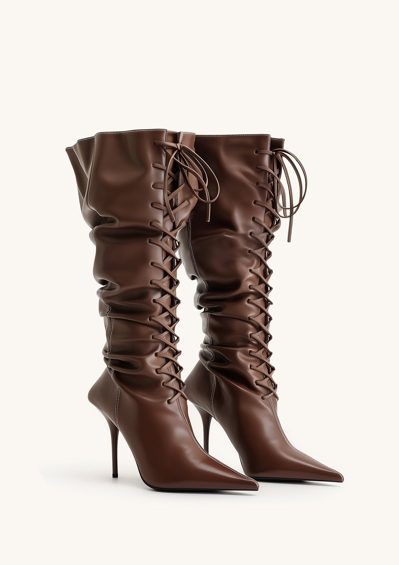 Bottes hautes à lacets Olivia - Marron