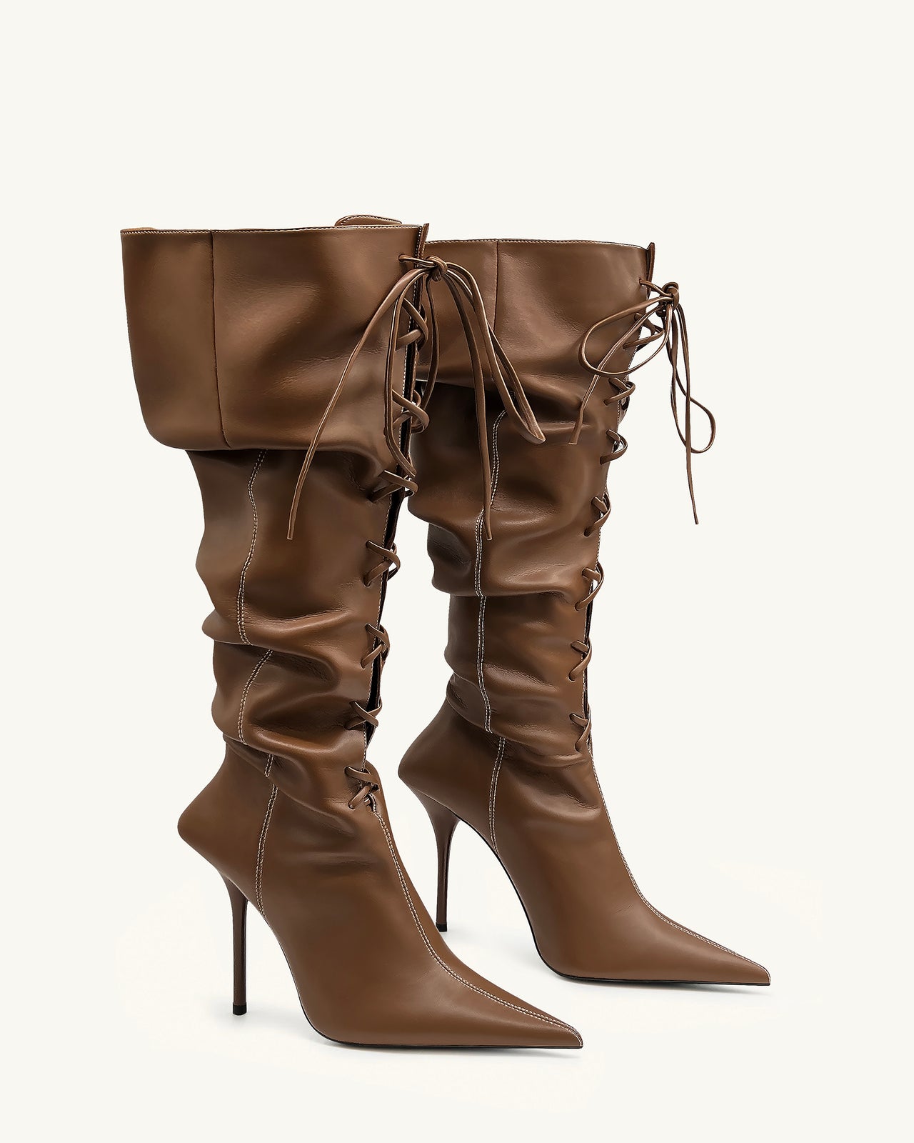 Bottes hautes à lacets Olivia - Marron