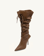 Bottes hautes à lacets Olivia - Marron