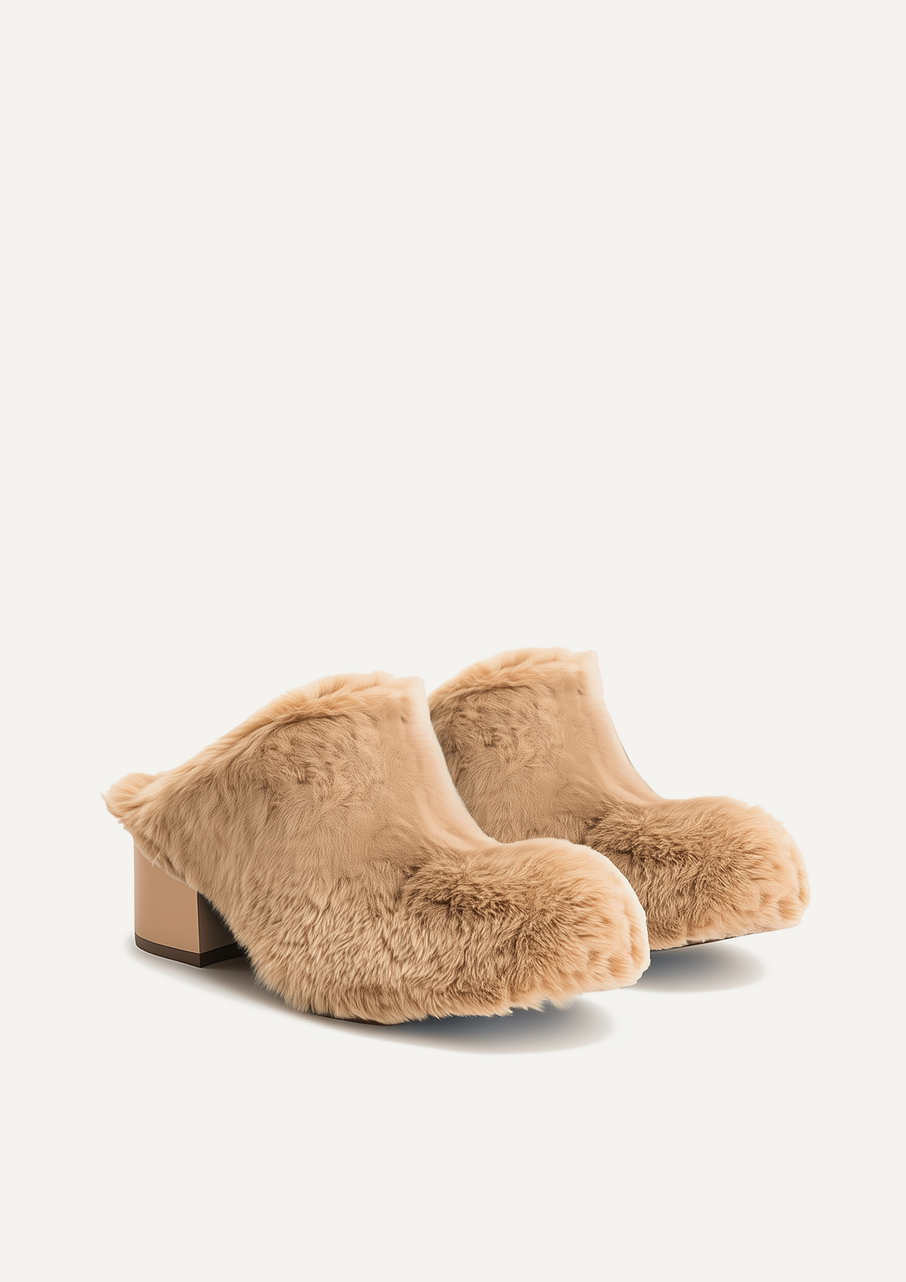 Mules en fausse fourrure Isabella - Marron