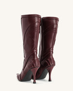 Bottes de moto futuristes à talons Odette - Bordeaux