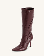 Bottes de moto futuristes à talons Odette - Bordeaux
