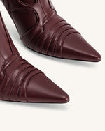 Bottes de moto futuristes à talons Odette - Bordeaux