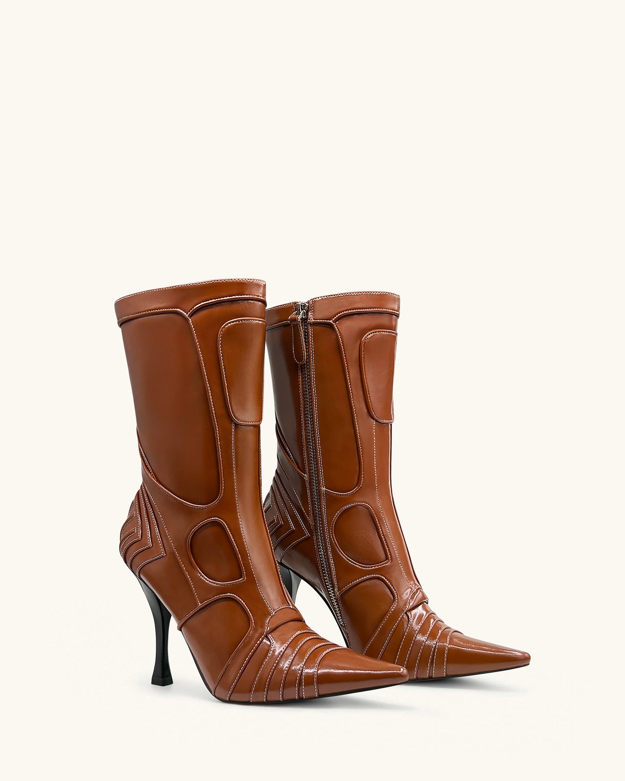 Bottines à talons futuristes Odette - Marron
