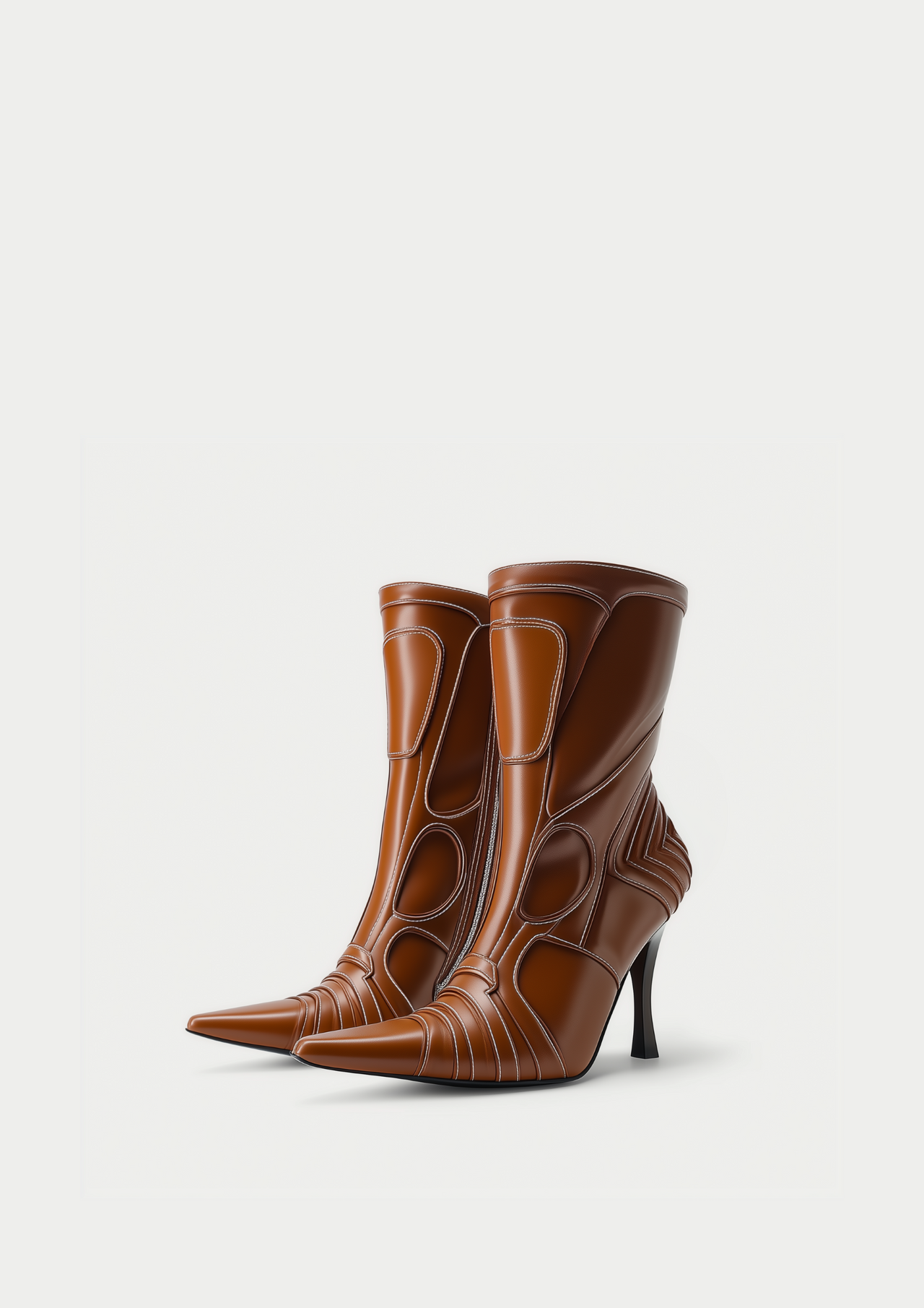 Bottines à talons futuristes Odette - Marron