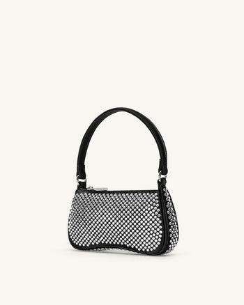 Sac à bandoulière Eva en cristal artificiel - Noir