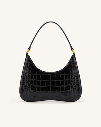Sac Bandoulière Ruby - Noir Effet Croco