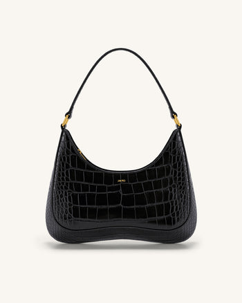 Sac Bandoulière Ruby - Noir Effet Croco