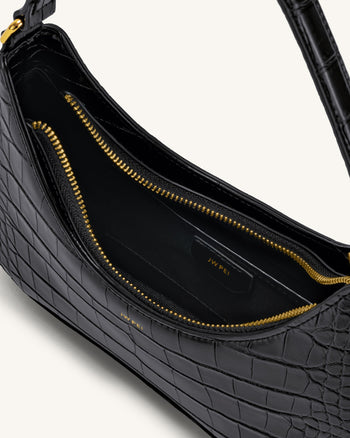 Sac Bandoulière Ruby - Noir Effet Croco