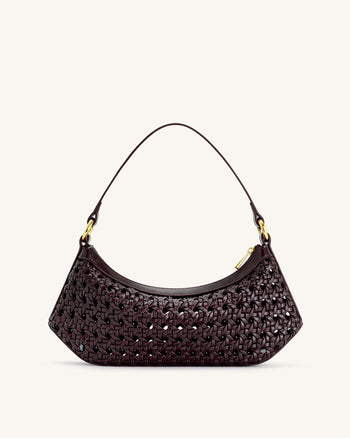 Sac à bandoulière tissé en faux bambou Lily - Rouge profond