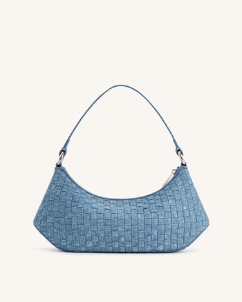 Sac à épaule Lily - Tissage en denim bleu