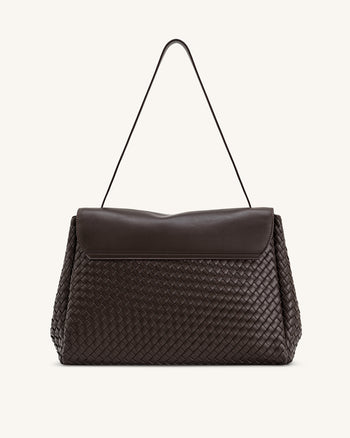 Sac bandoulière tressé Hilary – Marron foncé