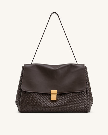 Sac bandoulière tressé Hilary – Marron foncé
