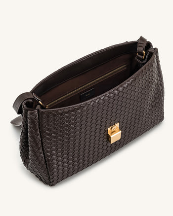 Sac bandoulière tressé Hilary – Marron foncé