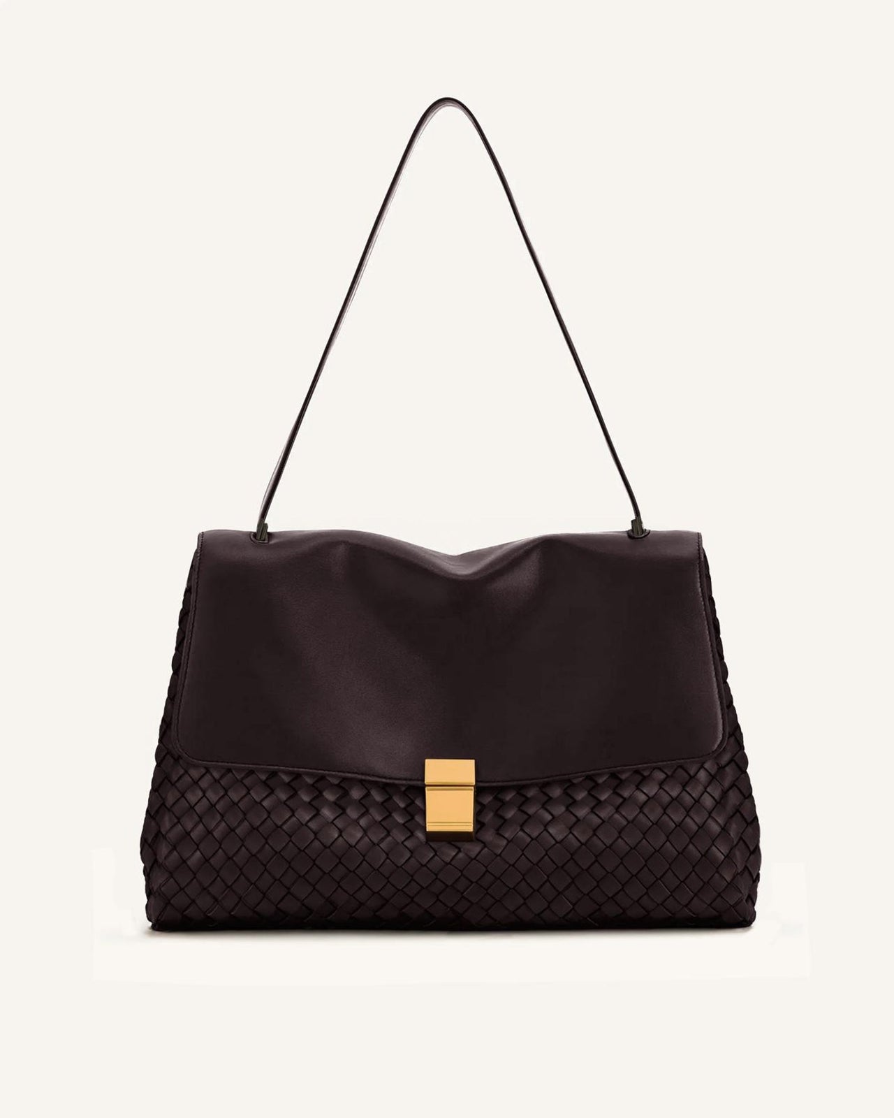 Sac bandoulière tressé Hilary – Marron foncé