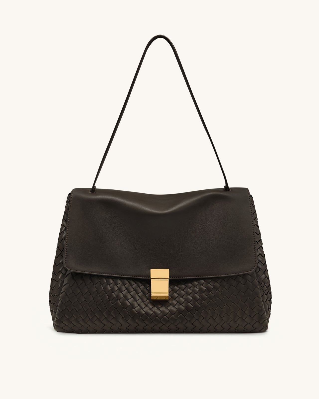 Sac bandoulière tressé Hilary – Marron foncé