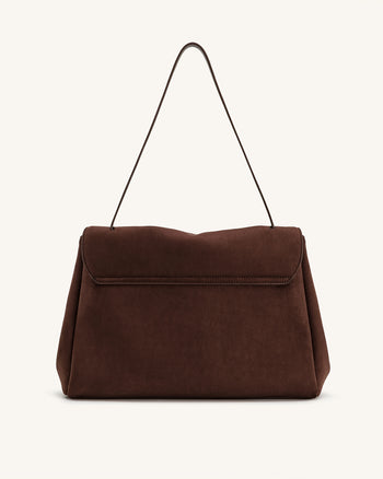 Sac bandoulière en suédine Hilary – Marron foncé