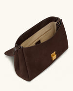 Sac bandoulière en suédine Hilary – Marron foncé