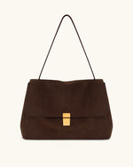Sac bandoulière en suédine Hilary – Marron foncé