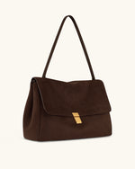 Sac bandoulière en suédine Hilary – Marron foncé