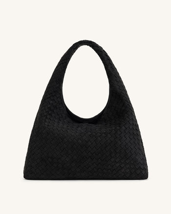 Laura Sac à bandoulière tressé en suédine - Noir