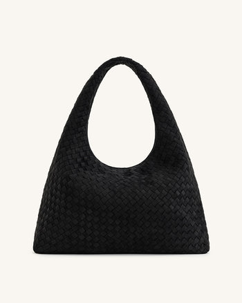 Laura Sac à bandoulière tressé en suédine - Noir