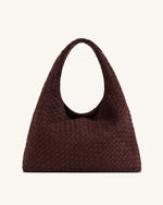 Laura Sac à bandoulière tressé en suédine - Marron Foncé